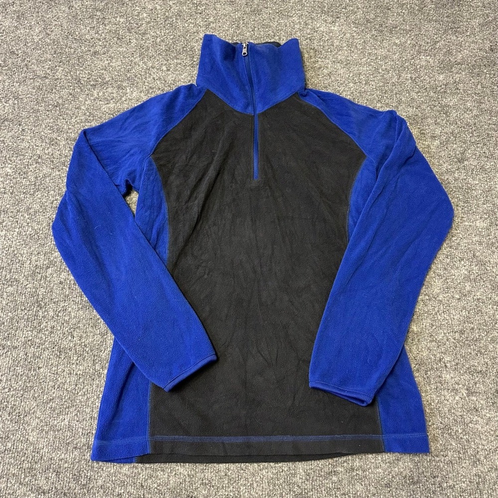 Columbia Fleece Pullover Womens Size S Blue Black Colorblock 1/4 Zip Mock Neck